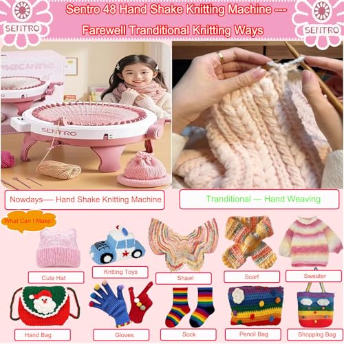 Image of Sentro Knitting Machine,Sentro 48 Needles Knitting Machine with Row Counter Automatic Circular Weaving Spinning Knitting Loom Machine Kit for Adults and Beginners for Hats /Scarf /Sweater /Kintting Toys