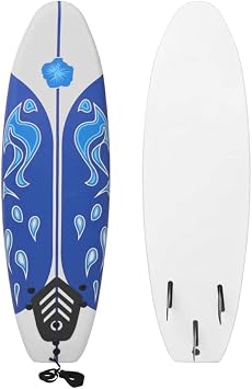 Surfboard Blue XPE Deck EPS Foam Core with Thruster Fins and Lead, Soft Top Wave Rider Board for Beginners with Traction Pad, 170 x 46.8X