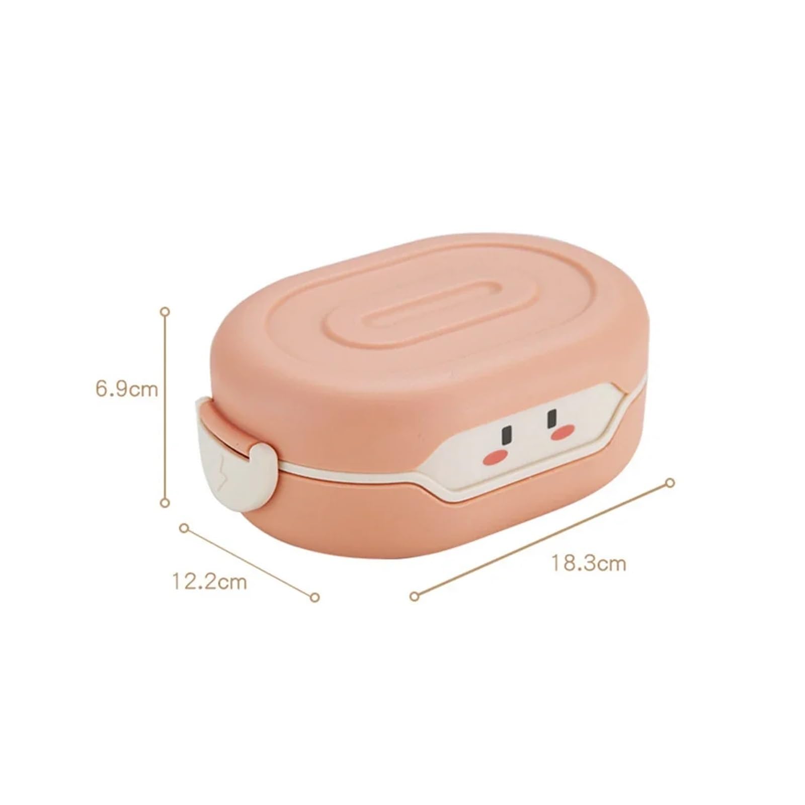 Cartoon 3 Partition Plastic Kids Lunch Box Leak-Proof Children Bento Box Student Food Container Microwave Kawaii Lunchbox(Pink)