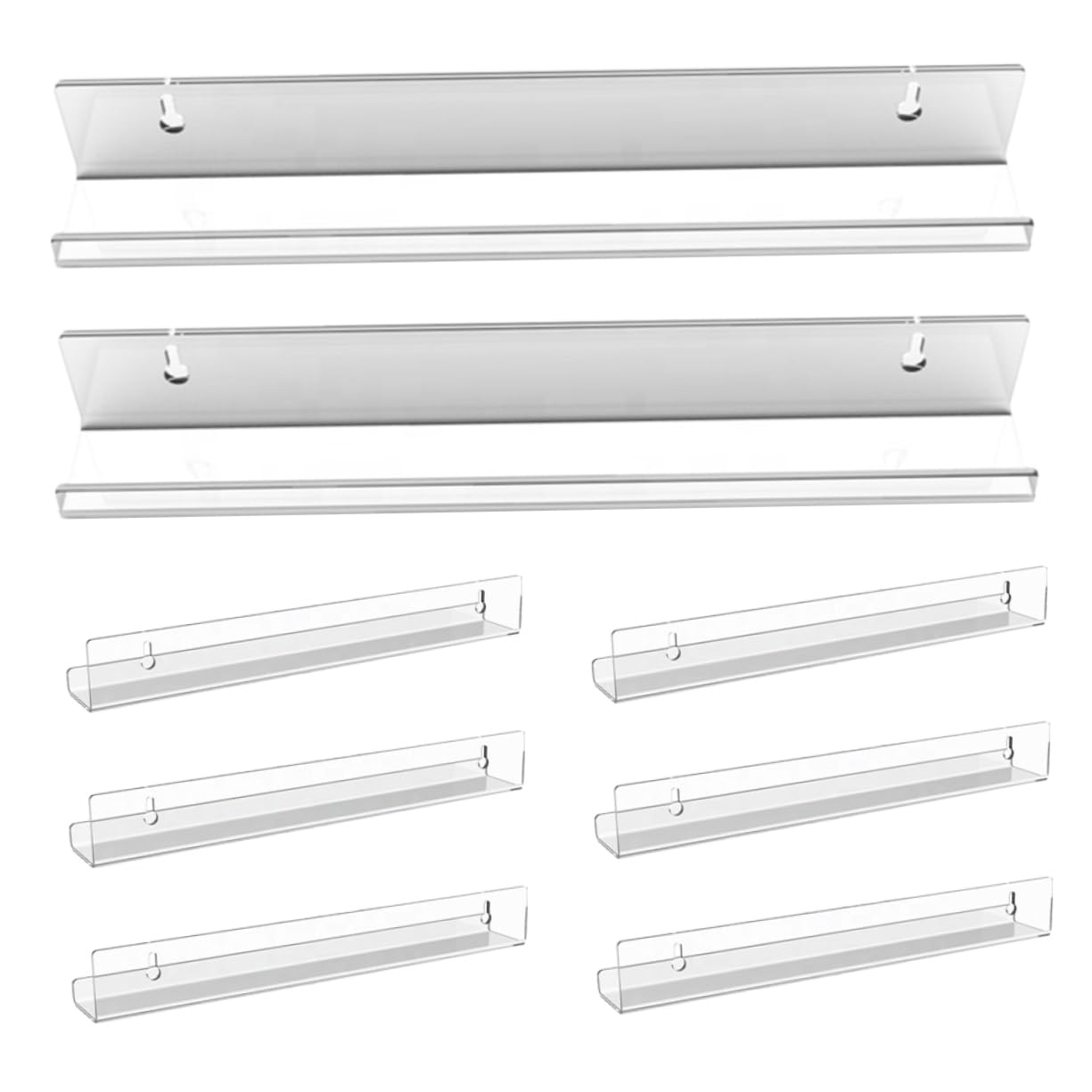 Mensole Galleggianti in Acrilico 8 Pezzi Supporto per Dischi in Vinile, Scaffale da Parete Trasparente per Foto, Libri, Riviste e Decorazioni