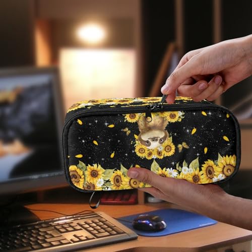 Image of Cute Sloth Girls Pencil Case for Kids 7-12 Pencil Pouch Large Capacity,Sunflower Butterfly Pen Bag for Children 2Nd 3Rd Pencil Box for Boys Teens School Supplies for Outdoor