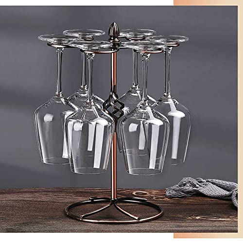 Okllen 2 Pack Scrollwork Wine Glass Rack With 6 Hooks, Metal Stemware Holder Stand Freestanding Wine Glass Holder Display Rack For Tabletop, Bar Countertop, Air Drying, Kitchen Home Storage, Bronze #TOP7