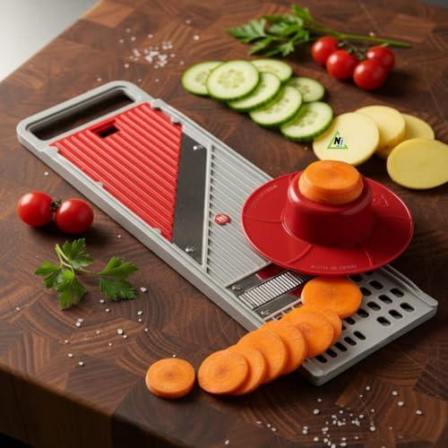 Image of Ni Product Vegetable Slicer & Chopper | Multipurpose Kitchen Grater & Peeler for Potato, Onion, Tomato, Carrot, Cucumber, Garlic | Adjustable Blades