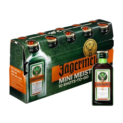 JÄGERMEISTER - Licor de Hierbas Pack 10 x 20 ml, con 56 Ingredientes Naturales