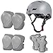 LANOVAGEAR Schonerset Kinder Protektoren Schutzausrüstung Kinder Knieschützer Set (2-8Jahre) mit Kinderhelm Ellbogenschützer und Handgelenkschützer für Inliner Skateboard Fahrrad Rollschuh (grau, S)