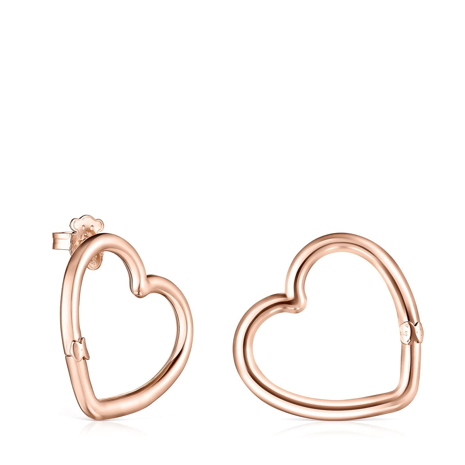 TOUS Pendientes medianos Hold corazón de Plata Vermeil rosa