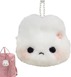 [yupeuooe] かわいいうさぎのバッグ用チャーム,詰め物 入り きいきい鳴る キーリング 飾り アクセサリー - うさぎのキーホルダーと財布のチャームとペンダント | 子供 女の子 学生 向け