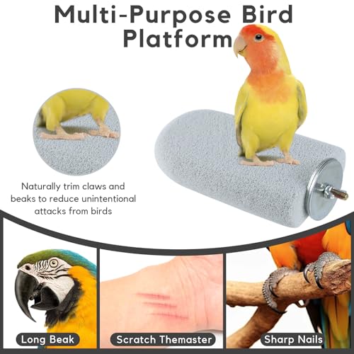 Image of 3PCS Bird Beak Grinding Stone, Natural Pumice Bird Parrot Cage Perch Stand Platform Foot Claws Trimmer Toys for Budgies, Parakeets, Cockatiels, Conures