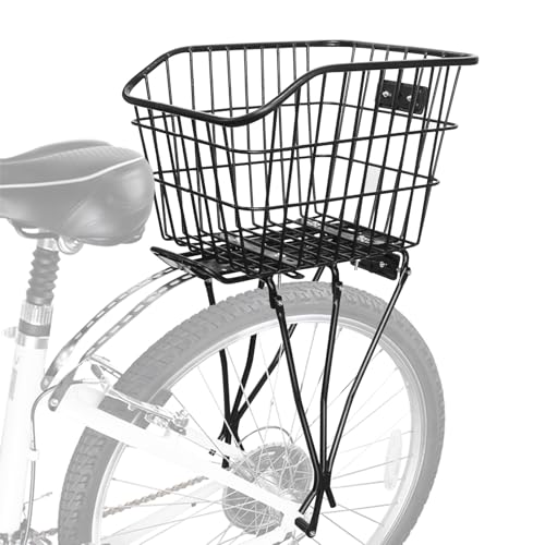 Rear Bike Rack with Basket?Aluminum Alloy Rear Bike Cargo Rack?Quick Release Adjustable Adult Bicycle Cargo Rack with Metal Rear Bike Basket & Waterproof Cover Use for Hauling Cargo by Bike