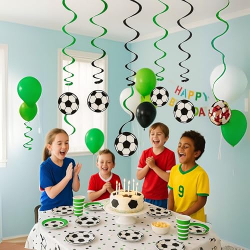 Image of Wanna Party Soccer Swirl Decorations 6ct for Soccer Theme Party Decorations /Football party Supplies /Soccer theme Birthday Party Decorations for boys, Multicolor (702810)