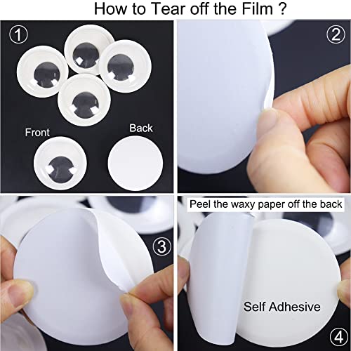 giant wiggle googly eyes with self adhesive large black plastic eyes for crafts 2 inch 3 inch 4 inch set of 8