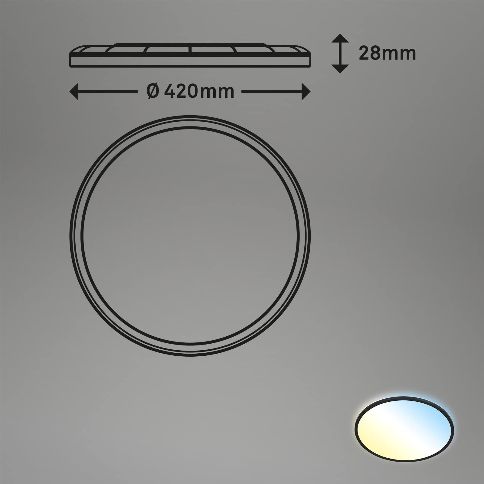 BRILONER Leuchten 7080-015 Panel LED z podświetleniem biały i czarny, 420 x 29 mm