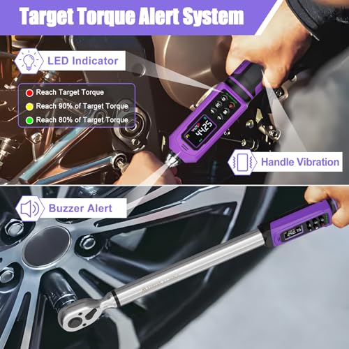 Image of ANPUDS Digital Torque Wrench Set 3 /8 inch & 1 /2 inch Drive, ±1% Accuracy | 0.66-44.25 Ft-lb & 3.76-250.75 Ft-lb, Electric Torque Wrench with Vibration /Buzze /LED Flash Alert, for Car Motor Bike Repair