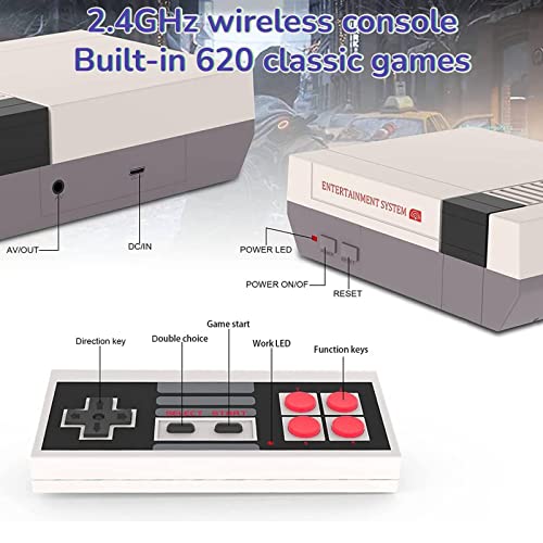 RISEMITEL Classic Retro Game Console with 620 Video Games and 2 Classic Wireless Controllers, AV and HDMI HD Output, Plug and Play, an Ideal Gift for Kids and Adults. - Thumbnail 2