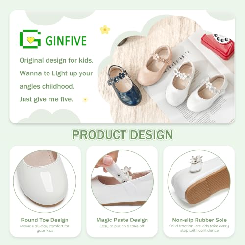 Image of GINFIVE Toddler Girls Dress Shoes Little Girls Mary Janes Ballerina Flats Shoes Toddler