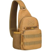 Tactical Sling Bag Pack EDC Military Chest Pack Messenger Bag MOLLE Crossbody Shoulder Daypack Side Utility Bag for Camping Hiking Trekking Cycling Outdoors Tan