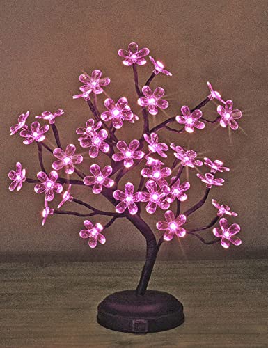 Lightshare 18-Inch Crystal Flower Led Bonsai Tree, Pink Light, 36 Led Lights, Battery Powered Or Dc Adapter(Included), Built-In Timer #TOP2
