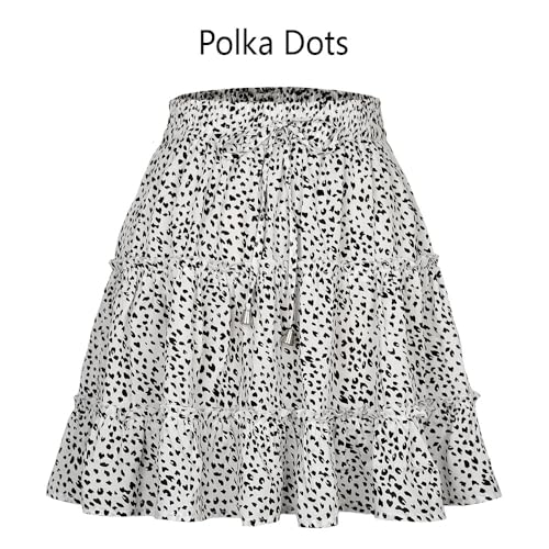 Women Summer Cute High Waist Ruffle Skirt Floral Print Swing Beach Mini Skirt2