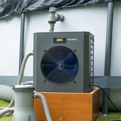 Varpoolfaye 16000 BTU Above Ground Pool Heater 5000 Gallon Swimming Pool Heater Pump Heating or Cooling Electric Pool Heater For Inground Pool WiFi Control Schedule 120V