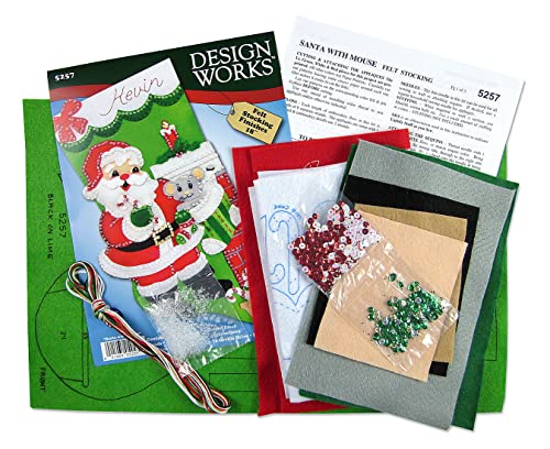 Image of Design Works Crafts Santa with Mouse Felt Stocking Kit, Green Red, by The Yard