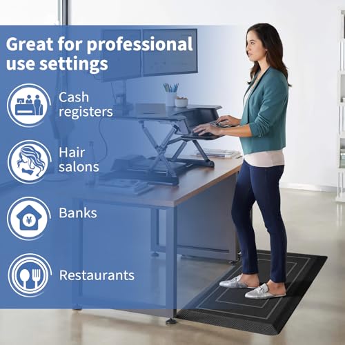 Image of UKISS 9 /10 inch inch Extra Thick Cushioned Anti Fatigue Kitchen Mat, Waterproof High Density Foam Standing Desk Mat, Non-Slip Ergonomic Comfort Mat for Kitchen, Office,Workstation (Black, 20 inch X 32 inch)