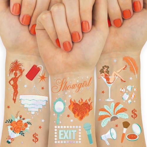xo Fetti Showgirl Tattoos - 62 Temporary Tattoos | Bachelorette Party Life of a Birthday Girl Glitter Tattoos Party Accessory Vegas Casino