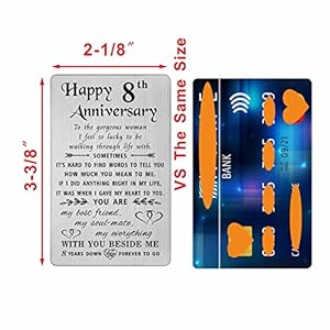 Tanwih8thanniversarycardforwife8yearsdownforevertogo8yearweddinganniversarycardgiftsforherwomenengravedmetalwalletcard Urban Country Home Decor Tanwih 8th anniversary card for wife 8 years down forever to go 8 year wedding anniversary card gifts for her women engraved metal wallet card urban country home decor