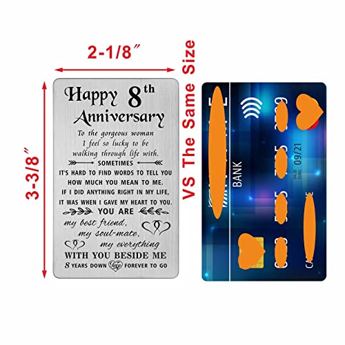 Tanwih8thanniversarycardforwife8yearsdownforevertogo8yearweddinganniversarycardgiftsforherwomenengravedmetalwalletcard Urban Country Home Decor Tanwih 8th anniversary card for wife 8 years down forever to go 8 year wedding anniversary card gifts for her women engraved metal wallet card urban country home decor