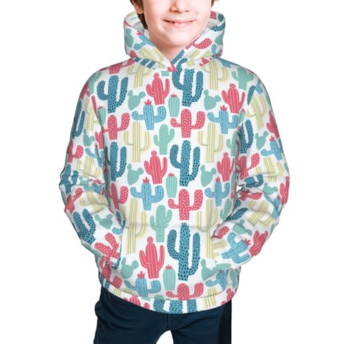 Cactus Colorful Kid Hoodies Boys Sweatshirts Girls Pullover with Pocket3