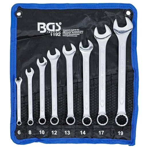 BGS 1192 | Maul-Ringschlüssel-Satz | 8-tlg. | SW 6 - 19 mm | inkl. Tetron-Rolltasche | Gabelringschlüssel