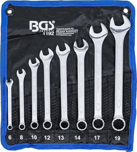 BGS 1192 | Maul-Ringschlüssel-Satz | 8-tlg. | SW 6 - 19 mm | inkl. Tetron-Rolltasche | Gabelringschlüssel