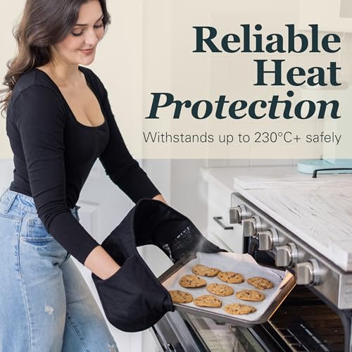 Black Oven Gloves Heat Resistant by Kiyotsu: Premium, Double Quilted Protection for Your Kitchen - Image 3