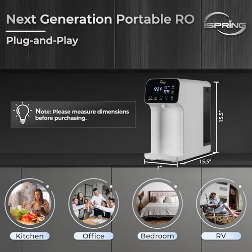 Image of iSpring RCD100 5-Stage Countertop Reverse Osmosis System, Instant Hot RO Water Dispenser with UV, 2.5:1 Pure to Drain, 100 GPD Portable Water Filtration System, 4 Temperature Options, Plug and Play