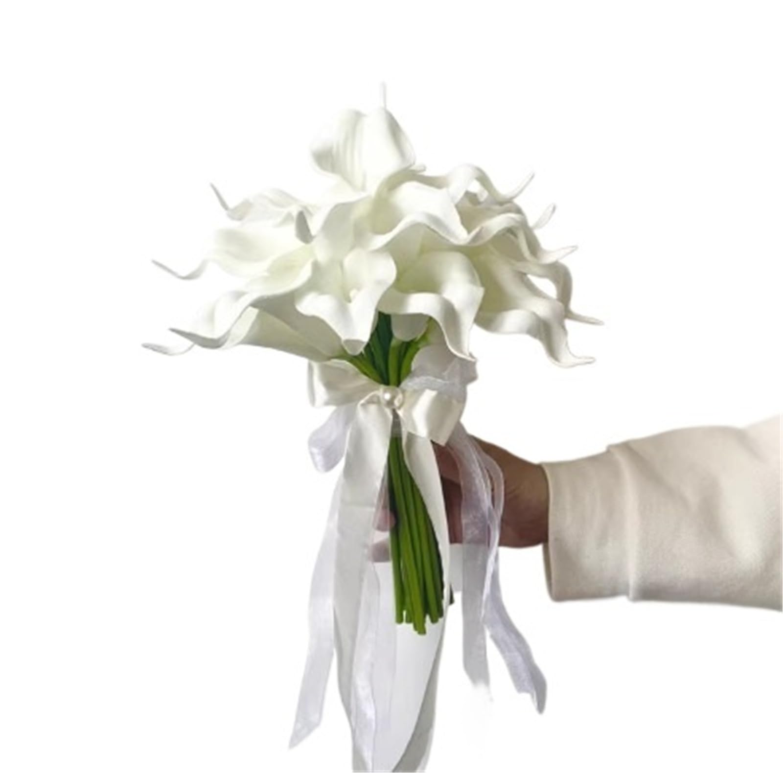 WENYOG Wedding Bouquet Bride And Bridesmaid Holding Flowers White Imitation Orchid Tulips(Color 13)