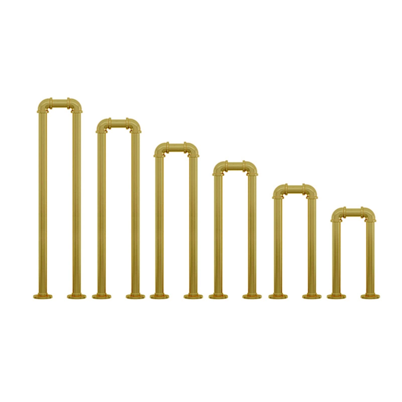 Meiiron U Shaped Stair Banister Handrail (25.6"-39"), Safety Iron Stairway Rail, Floor Step Mount Hand Railing Support, Suitable for Bars, Lofts, Stairs, Garage Steps - 1Pc, Gold (Size : 65cm(25.6"))