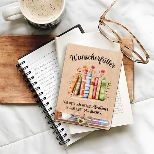 BOFUNX Geschenke für Leseratten und Bücherwurm Geldgeschenk Verpackung Holz Wunscherfüller Geschenk Geburtstagsgeschenk für Buchliebhaber Freunde Kollegen Geburtstag