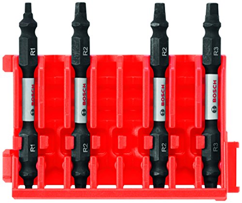 Image of BOSCH CCSDESQV2504 4-Piece Assorted Set 2-1 /2 In. Impact Tough Square Double-Ended Bits with Clip for Custom Case System