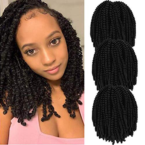 Spring Twist Crochet Braiding Hair 10 Inches 3 Packs 110g/Pack Bomb Twist Crochet Braids Ombre Colors Synthetic Fluffy Curly Hair Extensions 30 Strands (2#)