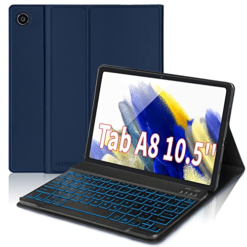 JADEMALL Tastatur Hülle Kompatibel mit Samsung Galaxy Tab A8 10.5 Zoll 2021, QWERTZ Deutsch Beleuchtete Kabellose Bluetooth Magnetische Tablet Tastatur mit Hülle
