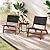 VINGLI Wooden Outdoor Chair, All-Weather Patio Seat with PE Woven Fabric, Adirondack Chair for Lawn, Balcony, Deck (2, Black and Brown)