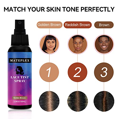 Lace Melting Tint Spray For Wigs, Concealer For Hair Wigs Natural Finishing,Edge Control For Women Toupees& Hairpieces(Golden Brown) #TOP4