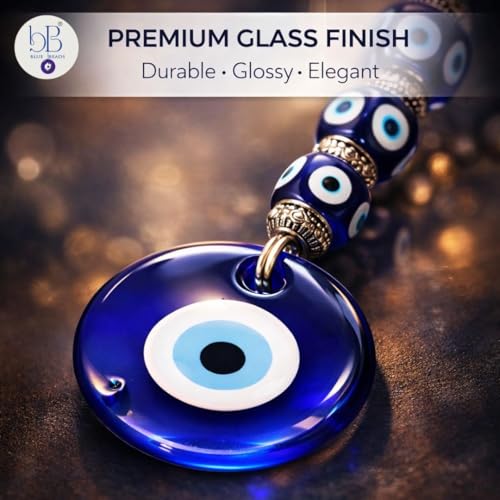 Image of BLUE BEADS Turkish Feng Shui Vastu Blue Glass Evil Eye Hanging /Door Hanging Nazar Batu for Protection and Good Luck - Perfect for Gifting Home or Office (Latest-EE)