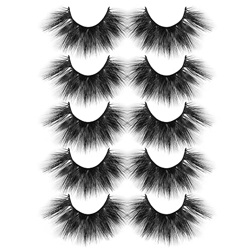 Ruairie False Eyelashes Full Thick Volume 5D False Lashes Pack 20mm Faux Mink Lashes Bulk Fluffy Fake Eyelashes 5 Pairs