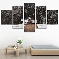 SIGNWIN 5 Panel Canvas Wall Art Winter Trees for Home Decorations Ready to Hang - 60