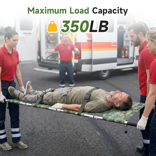 Image of Folding Stretcher for Medical Emergency with Heavy Duty Handles