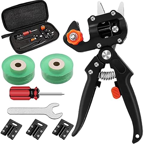 Garden Grafting Tools Kit - Pruning Shears for Gardening, Garden Scissors Set for Plant Branch Vine Fruit Tree Cutting, Including Grafting Tapes, Grafting Knife and 3 Replacement Blades Cover