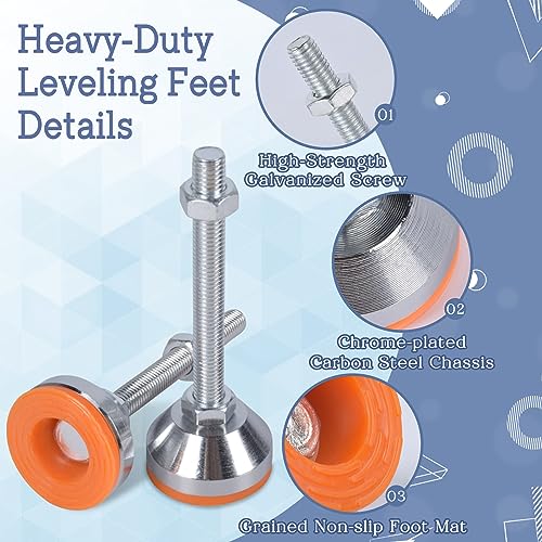 Tycoonest 4 PCS M12xThread 100xBase 50 Leveling Feet Adjustable Carbon Steel Machine Feet Heavy Duty Furniture Leveler for Furniture,Table - Image 3