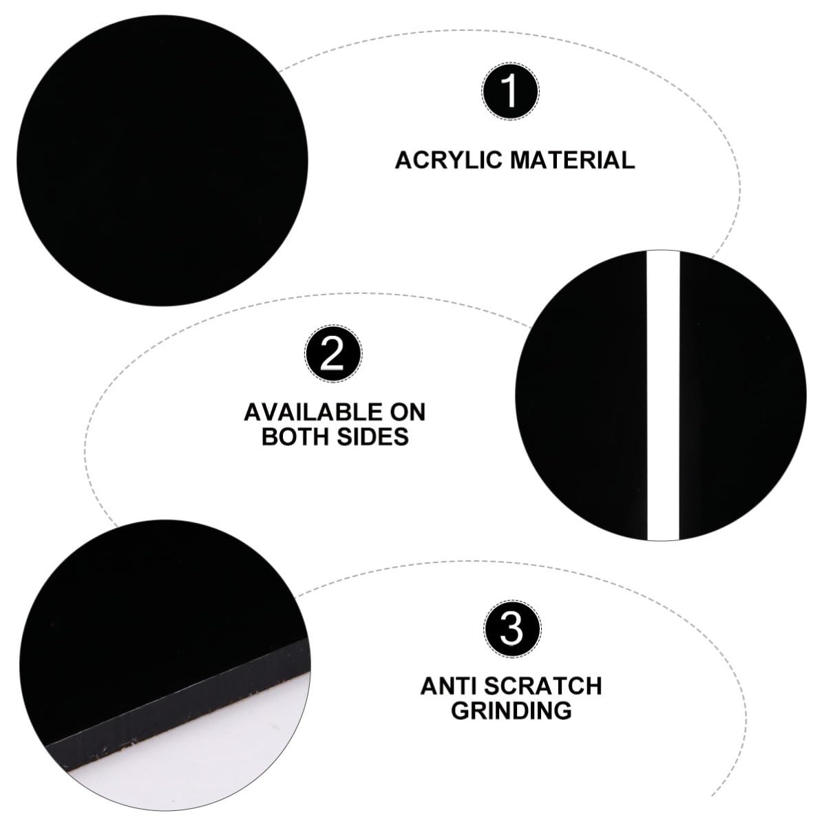 Reflector para Fotografía de Acrílico Negro Superficie Lisa y Difusor de Luz Adecuado para Exhibición y Protección de Objetos en Estudio