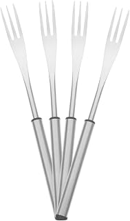 4pcs Long Stainless Steel Fondue Forks with Non-slip Handles for Cheese Chocolate Marshmallows Fruit Dipping Versatile Bbq and Hot Pot Kitchen Tool and Easy to Clean