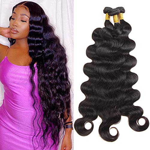 9A Brazilian Body Wave Hair Bundles 100% Human Hair 3 Bundles Body Wave Unprocessed Virgin Weave Hair Human Bundles Natural Color (24 24 24)